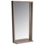 Fresca - Allier 16" Gray Oak Mirror With Shelf - Add style and function to your bathroom. This attractive rectangular mirror is sleek and stylish with clean lines and a retro feel. The glass is recessed from the frame which creates a bordered effect on the top and sides. The ledge shelf along the bottom of this lovely mirror offers an optional spot to hold a soap dispenser, decorative accent or any essentials that you'd like to keep close at hand. This bathroom mirror with shelf has a solid construction and a lovely Gray Oak finish. It measures 16 in width and is 31.5 in length just perfect for taking a quick glance before you head out the door in the morning.