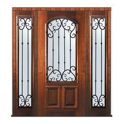 Prehung Sidelites Door 80 Wood Mahogany Valencia Arch Lite - Front Doors