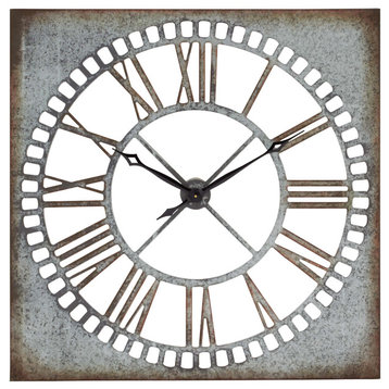 Farmhouse Gray Metal Wall Clock 55509