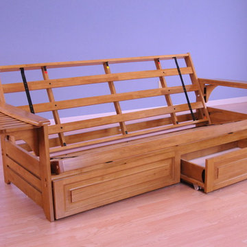 Phoenix Frame with Butternut Finish and Storage Drawers in Sofa position