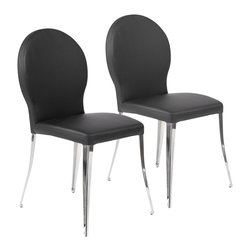 Euro Style - Farid Black Faux Leather Chrome Side Chair Set of 2 - Bar Stools And Counter Stools