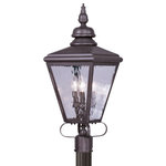 Livex Lighting - Livex Lighting 2034-07 Cambridge - Three Light Outdoor Post Head - 11 Inches wid - Shade Included: YesCambridge Three Ligh Bronze Clear Water G *UL Approved: YES Energy Star Qualified: n/a ADA Certified: n/a  *Number of Lights: 3-*Wattage:60w Candelabra Base bulb(s) *Bulb Included:No *Bulb Type:Candelabra Base *Finish Type:Bronze