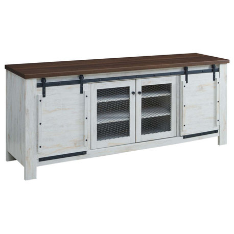 Bennington 70" Rustic Sliding Door Buffet Table Sideboard, White