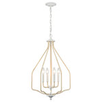 Elk Home - Breezeway 17.75'' Wide 4-Light Pendant White Coral - The Breezeway collection is defined by thin lines with soft curves, giving this collection a coastal casual look. Natural rattan-wrapped arms lightly contrast the white coral finish. 4 light 60 watt Candelabra - E12 base B10 bulb Not Included . Includes 36 inches of chain.