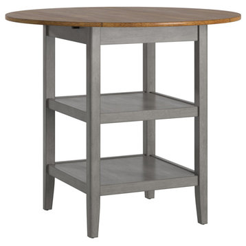 Finn 2 Side Drop Leaf Round Counter Height Table, Antique Grey