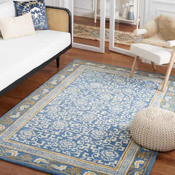Safavieh Antiquity Collection AT860M Rug, Blue/Ivory, 3' x 5'