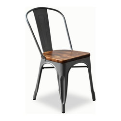 Garvin-2 Stackable Chair | Wood Seat | Silver (Set of 2) - Dining Chairs