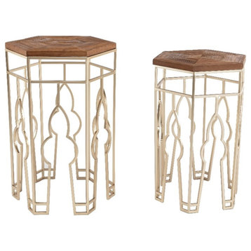 Boraam Genevieve Nesting Tables - Set of 2 Gold & Natural