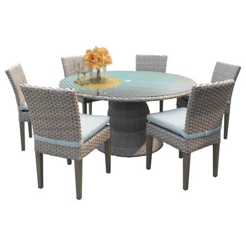 Florence 60" Patio Dining Table With 6 No Arm Chairs, Spa