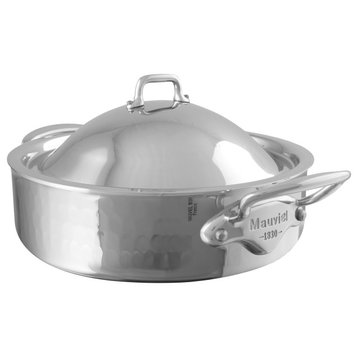 Mauviel M'Elite Hammered Rondeau With Lid & Cast Stainless Steel Handles, 6-qt