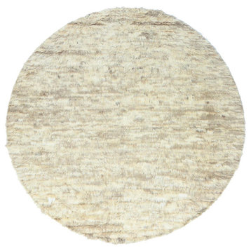Ivory Ben Ourain Moroccan Berber Organic Wool Hand Knotted Round Rug 9'10"x10'