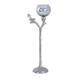 Costa Brava W-7260-S Silver Bird Candle Holder - Candleholders