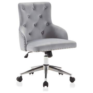 Belden Modern Elegant Swivel Desk Chair, Gray/Chrome