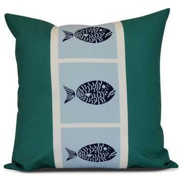 Fish Chips, Animal Print Pillow, Green, 16"x16"