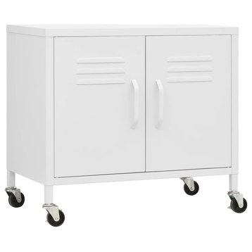 vidaXL Storage Cabinet File Cabinet Freestanding Drawer Cabinet White Steel