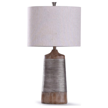 Haverhill 1 Light Table Lamp, Wood and Silver