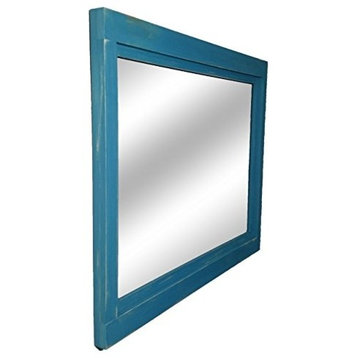 Coral Blue Farmhouse Style Vanity Mirror, 36"x30"