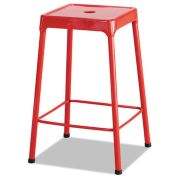 Counter-Height Steel Stool, Red