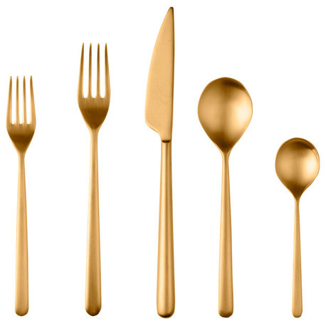 Linea Flatware Set, Ice Gold, 5 Pcs.