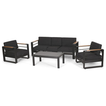 Neffs Outdoor Aluminum 5 Seater Chat Set with Water Resistant Cushions