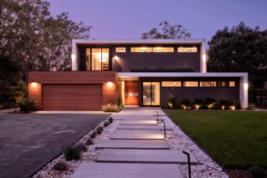 Inspiration for a large modern two-story exterior home remodel in San Francisco