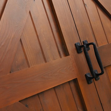 Wooden Garage Door with Iron Handles
