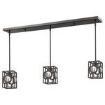 Z-Lite - Z-Lite 448MP-3 Port 3 Light 50"W Linear Pendant - Olde Bronze - Features Constructed from steel Porthole glass panels Includes (3) 100 watt medium (E26) Vintage Edison bulbs Comes with (9) 12", (3) 6", and (3) 3" downrods Designed for use with Vintage Edison filament bulbs (included) Dimmable when used with dimmable Vintage Edison bulbs CUL and ETL rated for dry locations Dimensions Height: 11" Maximum Height: 56" Width: 50" Depth: 8-1/2" Product Weight: 15.2 lbs Cord Length: 110" Electrical Specifications Total Max Wattage: 300 watts Number of Bulbs: 3 Watts Per Bulb: 100 watts Bulb Base: Medium (E26) Voltage: 120 volts Bulbs Included: Yes