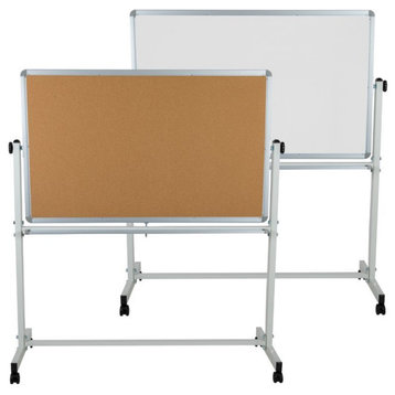 Flash Furniture Hercules 59" x 53" Reversible Cork Whiteboard in Natural White