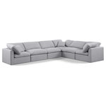 Meridian Furniture - Indulge Upholstered Modular L-Shaped Sectional, Grey, 6-Piece: 3 Armless Chair, 3 Corner Chair, Down Stuffed Linen Textured Fabric - Experience ultimate comfort and style with our grey linen textured fabric Indulge Sectional. The luxurious linen texture of the fabric will elevate the aesthetic of any room. This sofa provides ample space for you to relax while its modular build offers the option of unlimited configurations. Whether you're looking to add a stylish element to your living room or a comfortable seating option to your bedroom, this sofa is the perfect choice.
