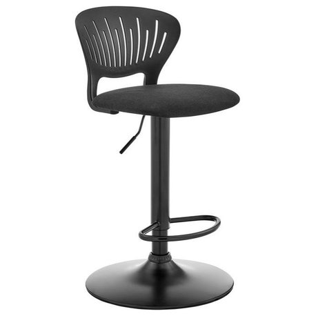 Armen Living Padua 23 - 32" Modern Metal Swivel Stool in Black