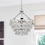 Greenville Signature - Acamar 5 Light Crystal Chandelier - Acamar 5 Light Crystal Chandelier combines clear-tone crystal cut glass and silver chrome finish to create a contemporary and elegant look. The chandelier uses five 60W bulbs and provides sophisticated downlight illumination. Suggested space fit: Entry/Foyer, Kitchen, Bedroom, Dining room, and Living room. Hardwiring kit included. Chain length: 39.4". Fixture dimensions: 18.7" H x 17.5" W x 17.5" D. Overall Height (Hanging): 58.1". Overall Product Weight: 18 lbs. Bulbs not included.