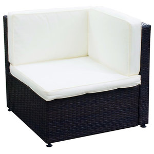 Tkc Miami Corner Patio Chair In White Contemporary Outdoor Sofas Outdoor Rattan Wicker Corner Sofa Chair Cushioned Uv Protection Patio Furniture