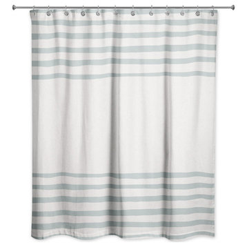Soft Blue Linen Stripes 71x74 Shower Curtain
