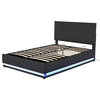 Gewnee Queen Size Upholstered Platform Bed with LED Lights in Black