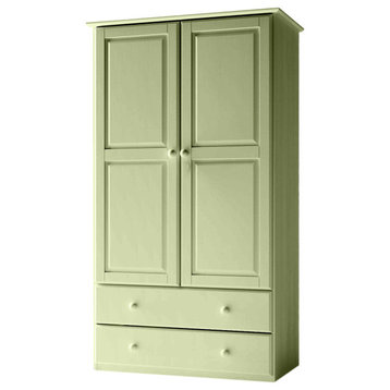 Traditional Solid Wood Wardrobe Armoire, Summer Sage