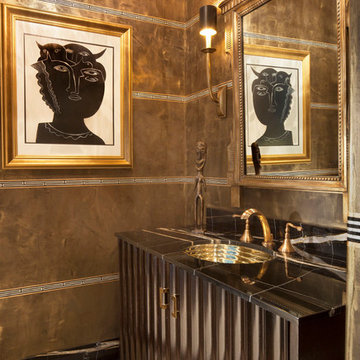 Pasadena Transitional Style Italian Revival Powder Room Detail
