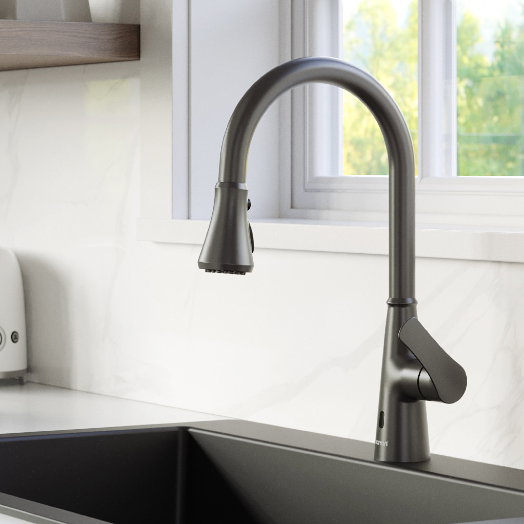 Karran Touchless One-Handle Triple Function Sprayer Faucet, Gunmetal Grey