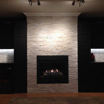 Basement Bar & Fireplace plus New Kitchen Island
