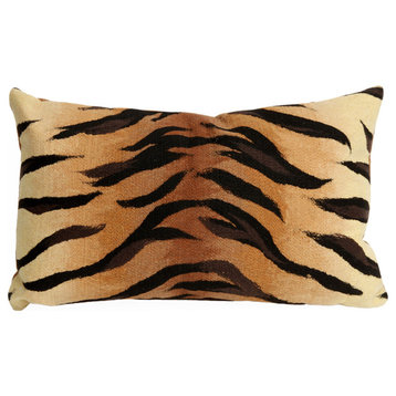 Visions I Tiger Pillow, Brown, 12"x20"