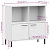 vidaXL Bookshelf Bookcase with Metal Legs Storage Cabinet White Solid Wood OSLO