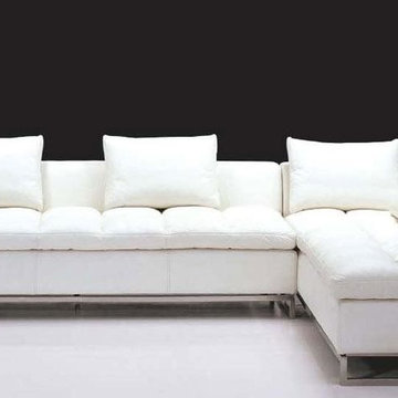 White Sectional Sofa in High Quality Leather