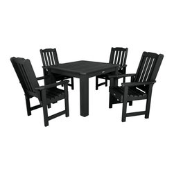 Highwood USA - Lehigh 5-Piece Square Dining Set, Black - Outdoor Dining Sets