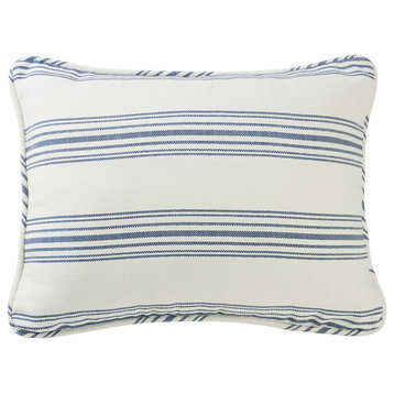 Prescott Stripe Pillow Sham, White/Navy, King