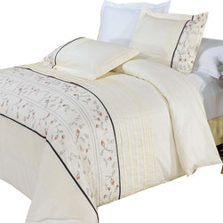 Royal Tradition - 100% Cotton Anna Embroidered Duvet Cover Set - Duvet Covers And Duvet Sets