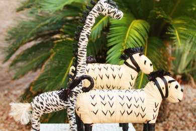 Raffia Horses and Jute Zebra Figurine