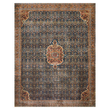 Cobalt Blue Spice Printed Polyester Layla Area Rug by Loloi II, 5'-0"x7'-6"
