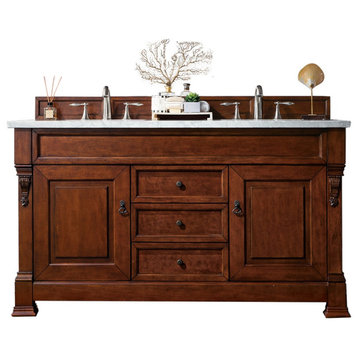 James Martin 147-114-5781-3AF 72 Inch Warm Cherry Vanity With Solid Surface Top