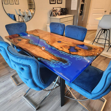 Golden Camphor Blue Wave Epoxy Table – Customer Verified