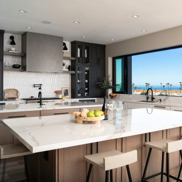 Monarch Beach Entertainers Kitchen with Pass Through Window and Double Islands