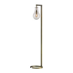 Antique Brass Floor Lamp with Clear Glass Shade - Floor Lamps